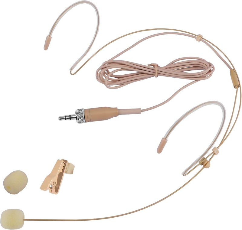 EV SPACES Discreet Dual Earhook Headset Microphone, Over-Ear Headworn Mic Compatible with Sennheiser Wireless Bodypack Transmitter, Ideal for Lectures, Performances, Podcasts, with Windscreen and 1.5m Cable - Image 1